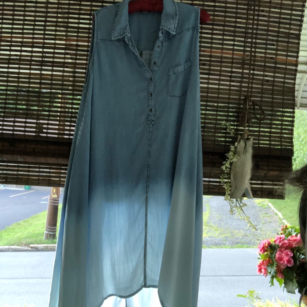Denim sleeveless high low dress